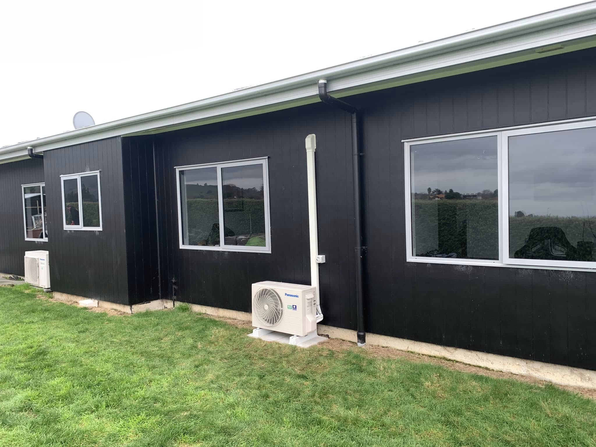 Heat pump installation showing indoor unit placement