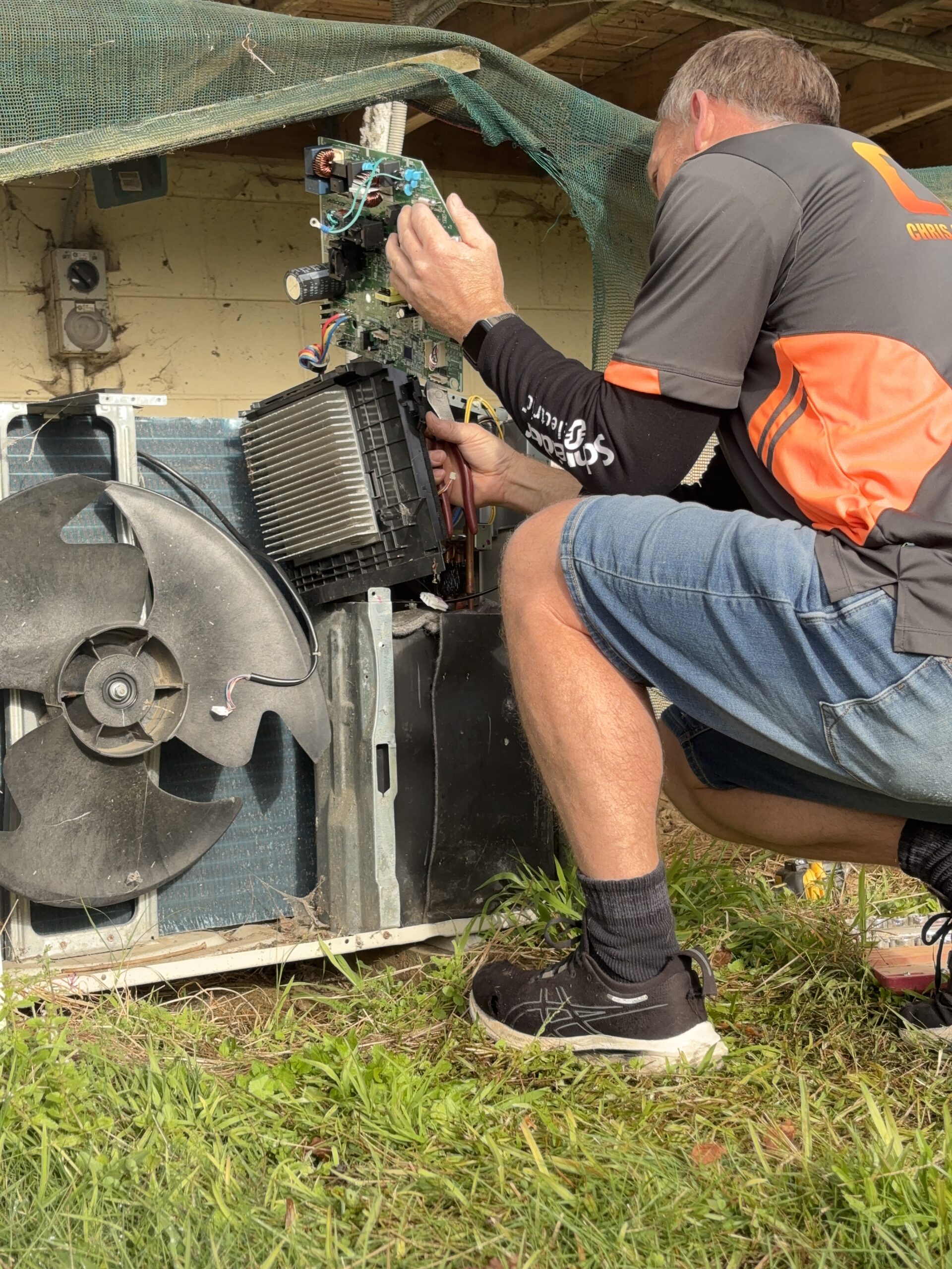 Heat pump indoor unit opened for service