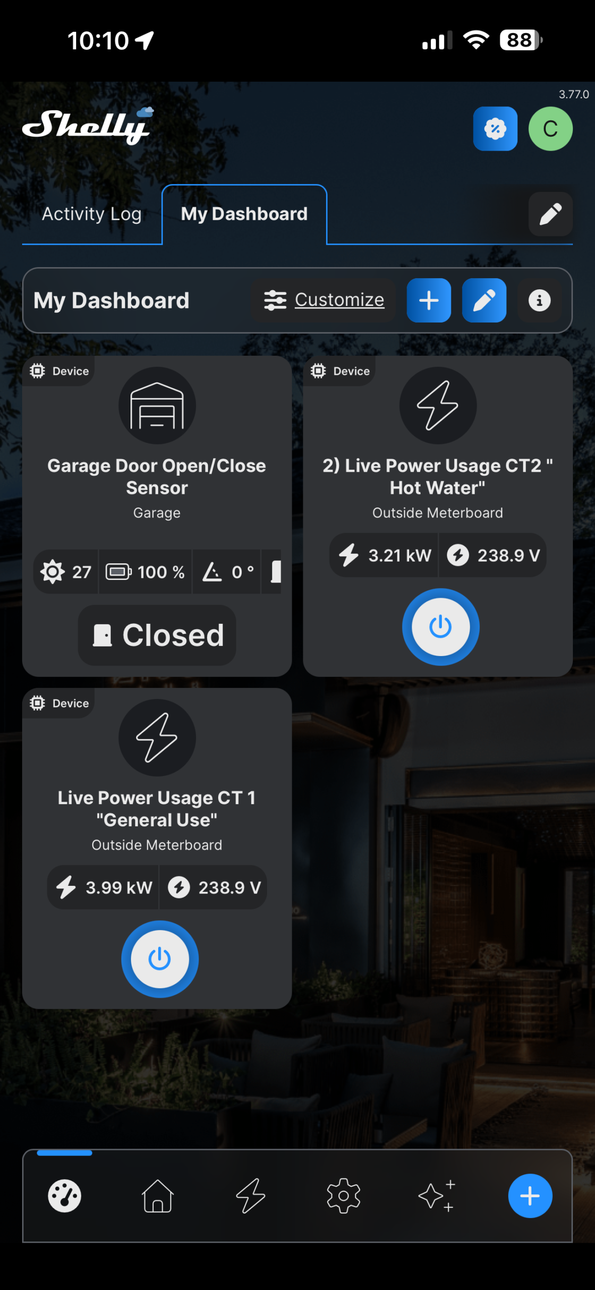Smart appliance monitoring using Shelly relay for power usage and remote switching