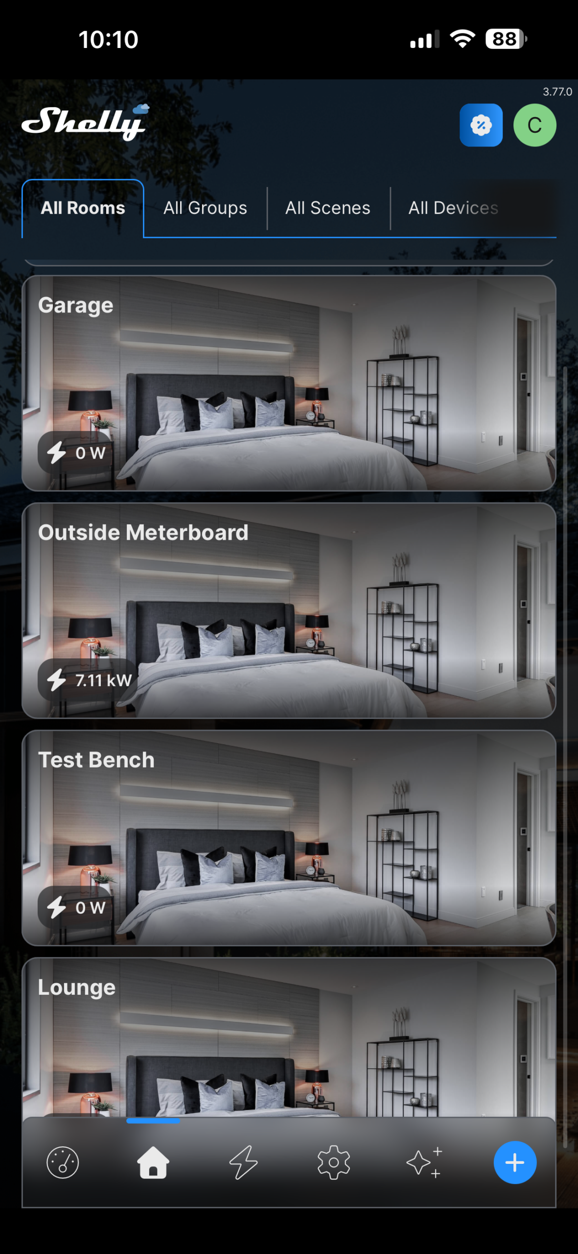 Shelly wireless door sensor showing garage door open and closed status