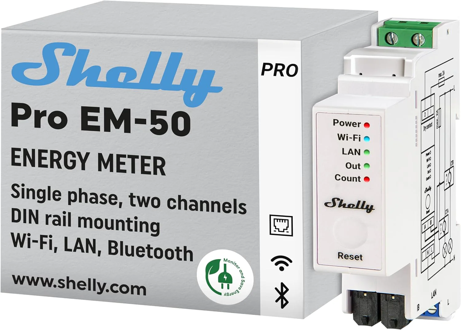Shelly Pro 50 smart relay for professional switchboard automation