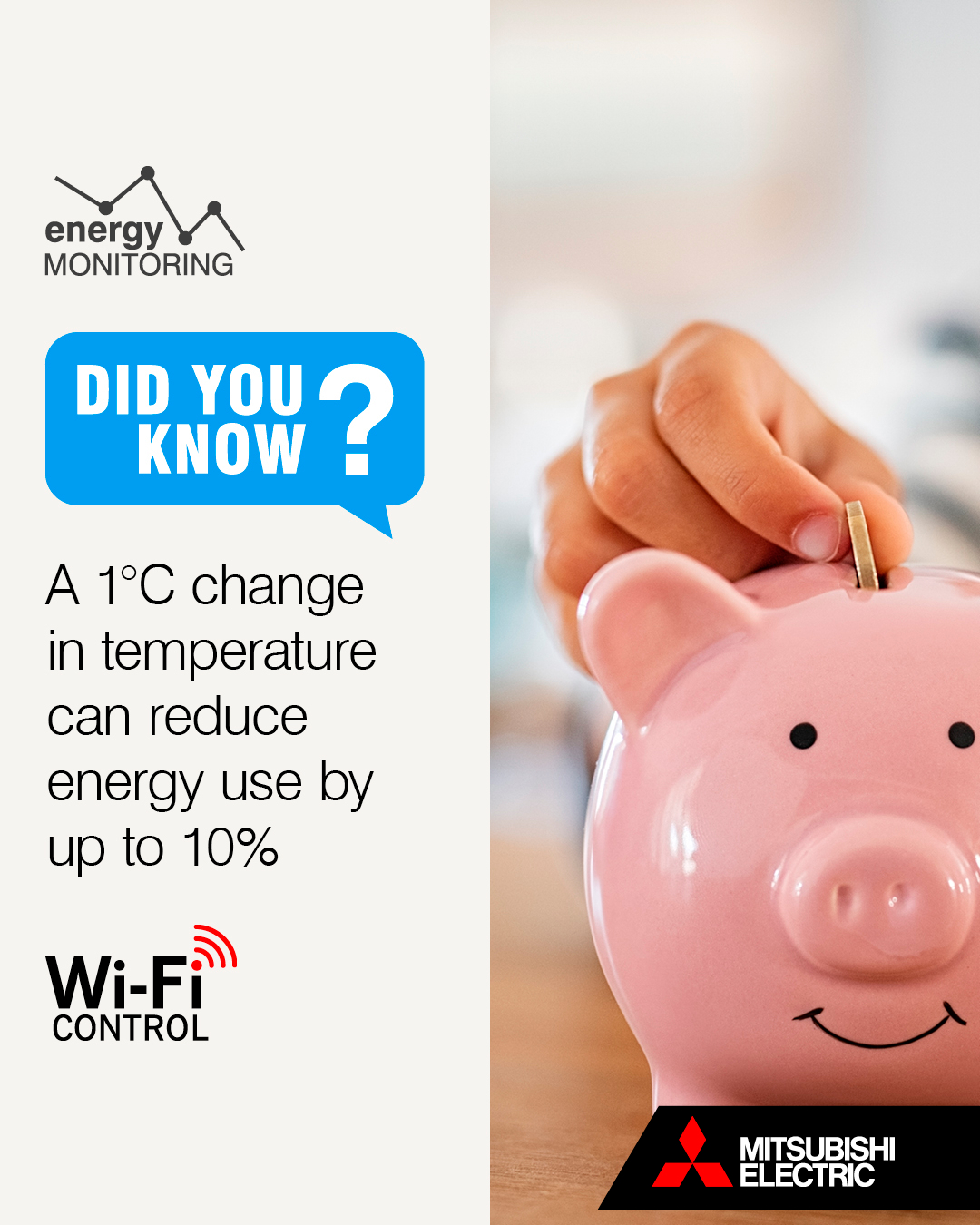 Mitsubishi Electric energy monitoring tip about reducing power use