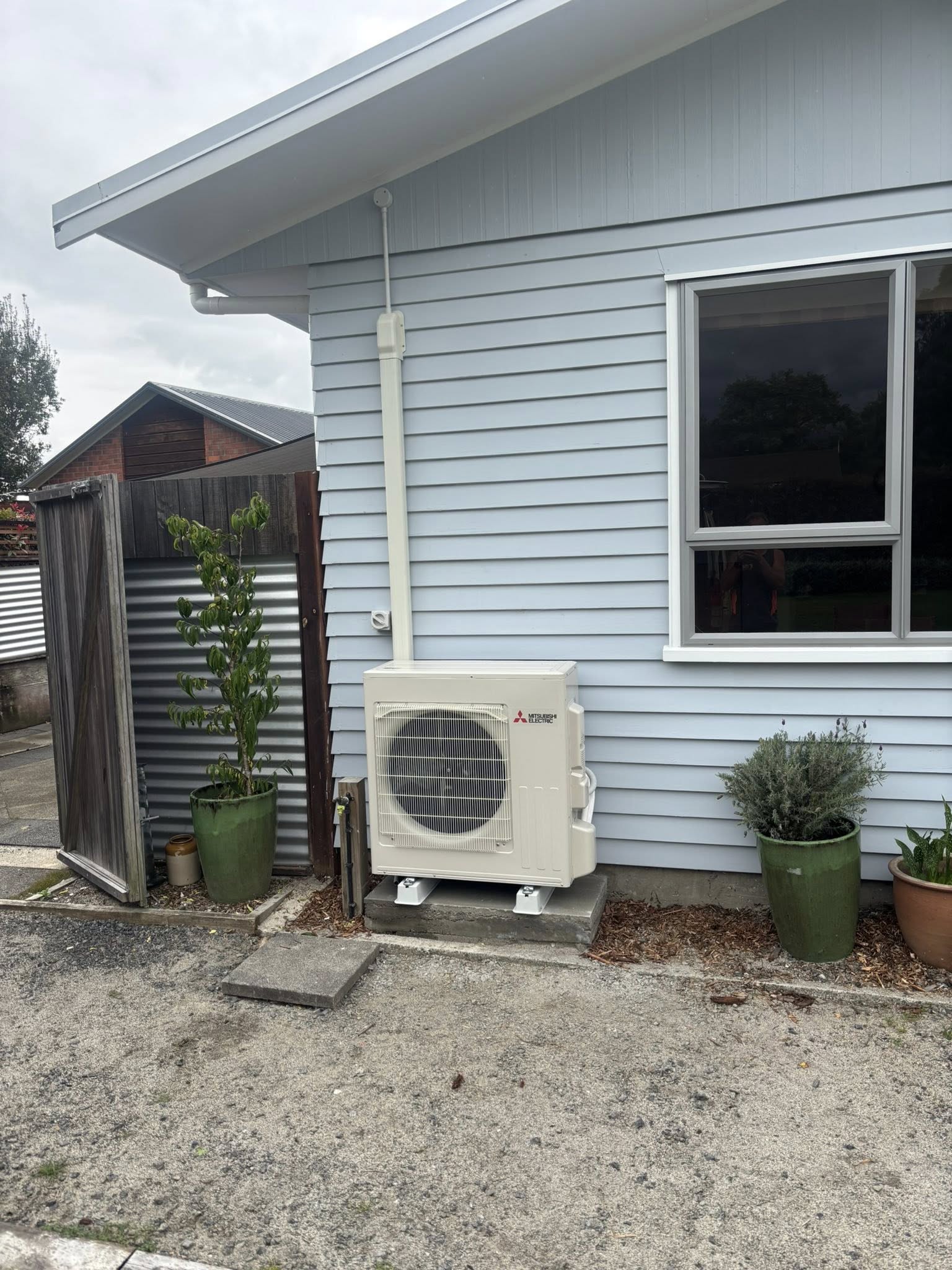 Mitsubishi Electric outdoor heat pump installed in Pirongia