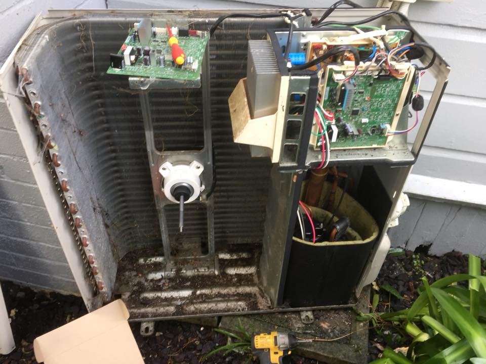Outdoor Heat pump condenser fan repair