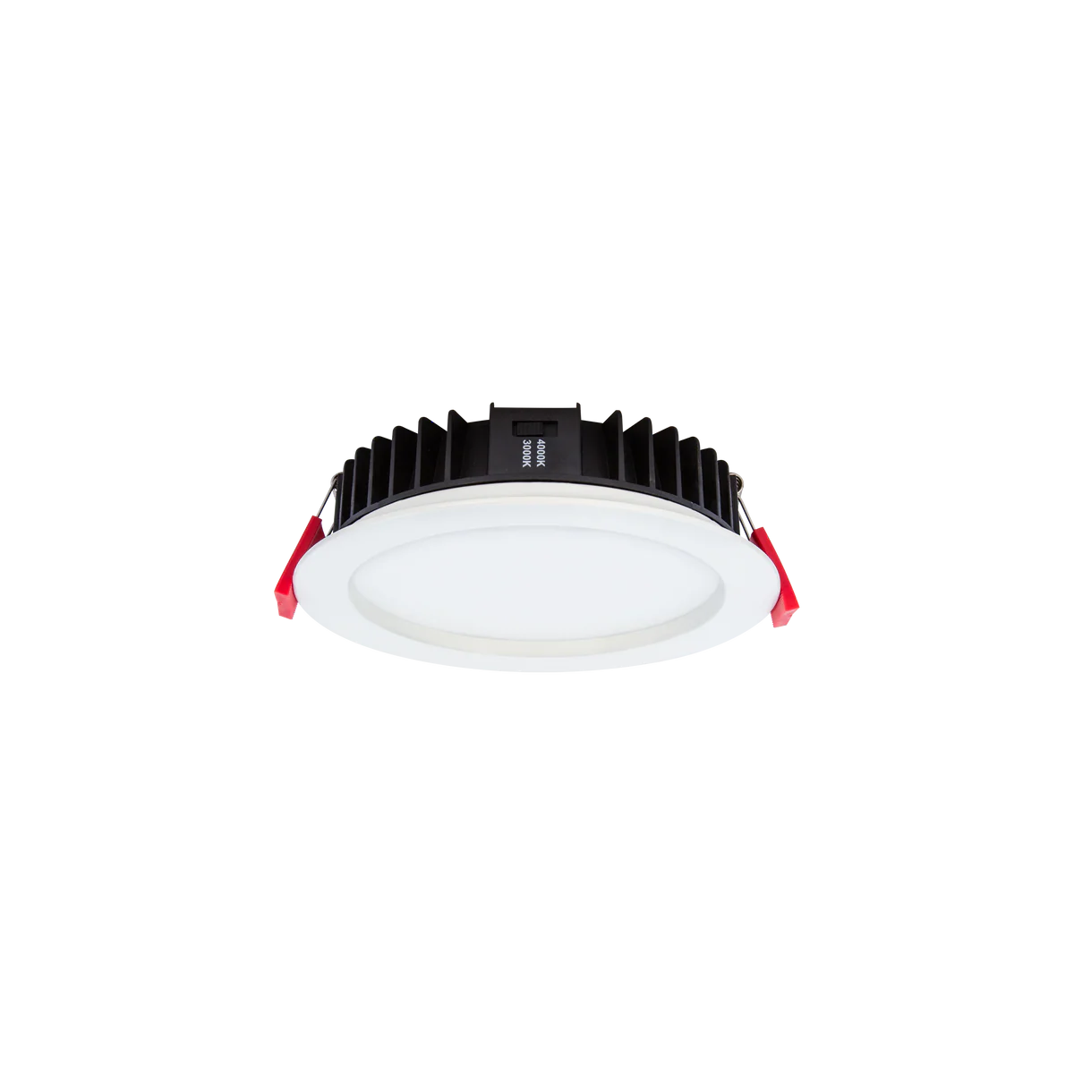 Should I upgrade my lights to LED? Modern recessed LED downlight showing the built-in 3000K, 4000K and 5000K colour temperature selection switch